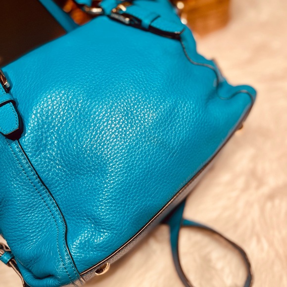 Michael Kors Tristan Blue Pebbled Leather Convertible Satchel - Picture 8 of 15